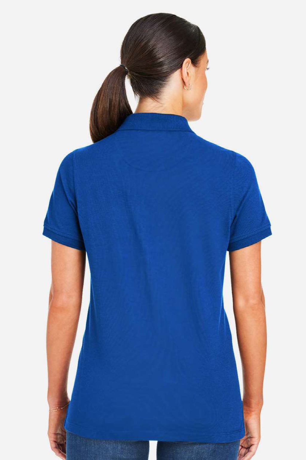 Harriton M205W Womens Valiant Snag Resistant Short Sleeve Polo Shirt True Royal Blue Model Back