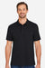 Harriton M205P Mens Valiant Snag Resistant Short Sleeve Polo Shirt w/ Pocket Black Model Front