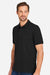 Harriton M205P Mens Valiant Snag Resistant Short Sleeve Polo Shirt w/ Pocket Black Model Side