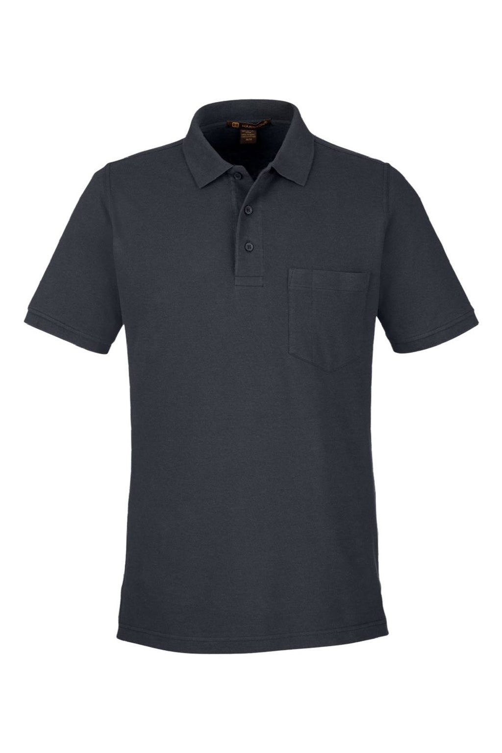 Harriton M205P Mens Valiant Snag Resistant Short Sleeve Polo Shirt w/ Pocket Dark Charcoal Grey Flat Front
