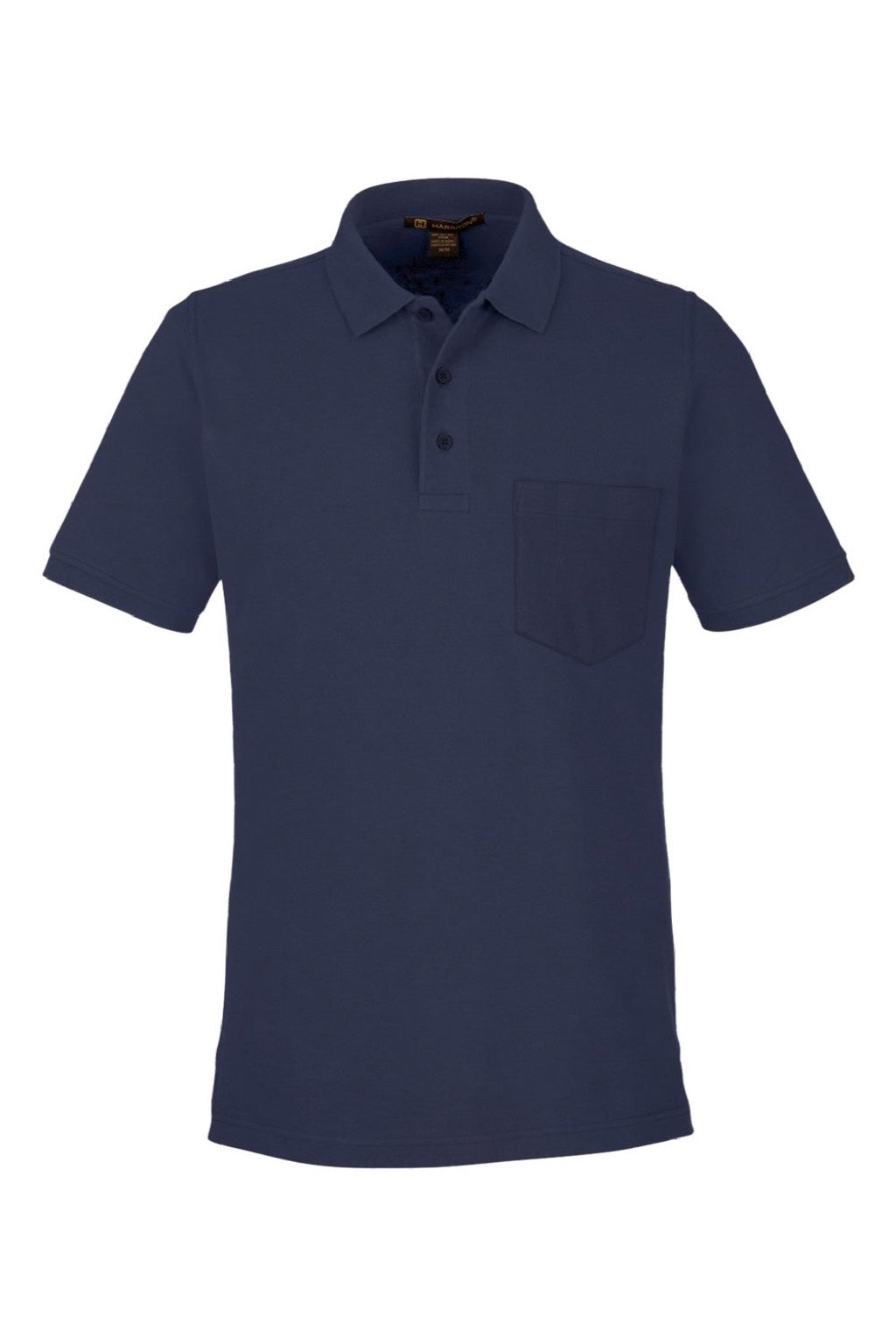 Harriton M205P Mens Valiant Snag Resistant Short Sleeve Polo Shirt w/ Pocket Dark Navy Blue Flat Front