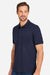 Harriton M205P Mens Valiant Snag Resistant Short Sleeve Polo Shirt w/ Pocket Dark Navy Blue Model Side
