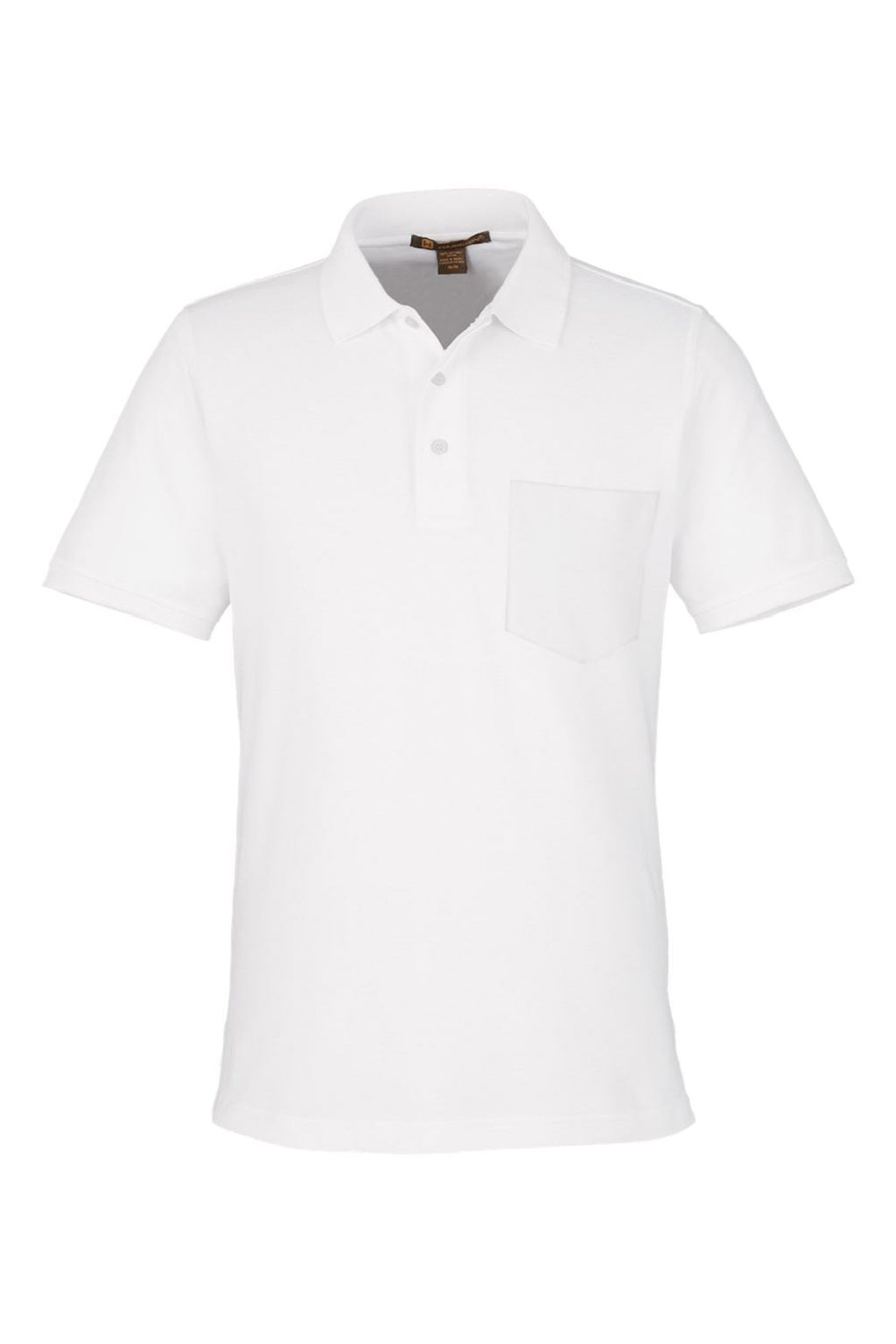 Harriton M205P Mens Valiant Snag Resistant Short Sleeve Polo Shirt w/ Pocket White Flat Front
