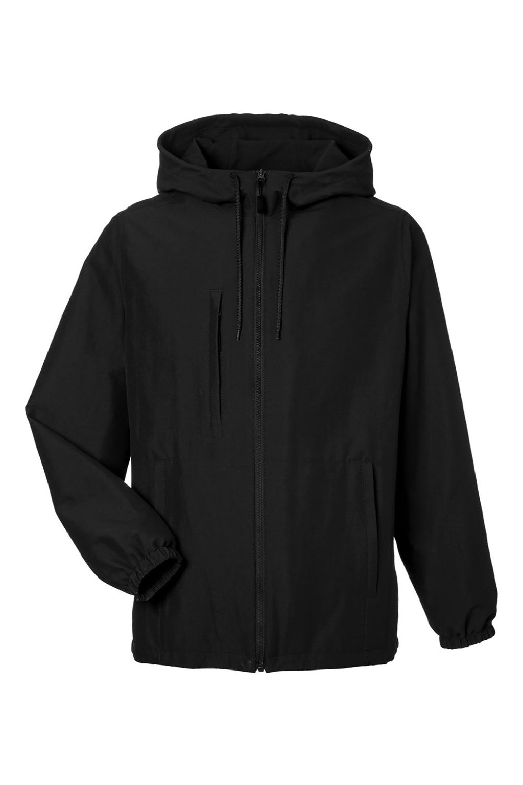 Harriton M73 Mens Flex Twill Full Zip Hooded Jacket Black Flat Front
