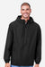 Harriton M73 Mens Flex Twill Full Zip Hooded Jacket Black Model Front