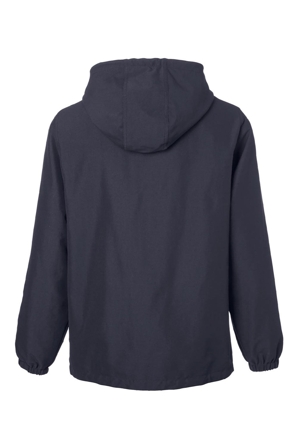 Harriton M73 Mens Flex Twill Full Zip Hooded Jacket Dark Charcoal Grey Flat Back