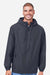 Harriton M73 Mens Flex Twill Full Zip Hooded Jacket Dark Charcoal Grey Model Front