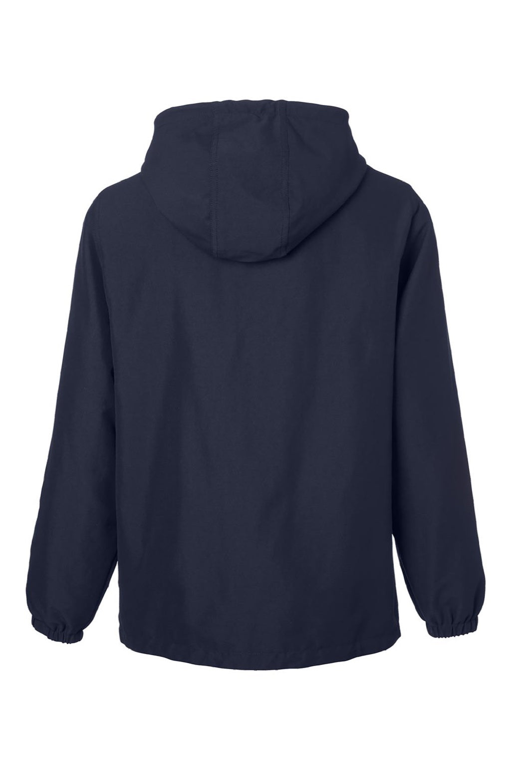 Harriton M73 Mens Flex Twill Full Zip Hooded Jacket Dark Navy Blue Flat Back