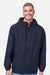 Harriton M73 Mens Flex Twill Full Zip Hooded Jacket Dark Navy Blue Model Front