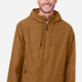 Harriton Mens Flex Twill Full Zip Hooded Jacket - Duck Brown - New