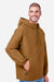 Harriton M73 Mens Flex Twill Full Zip Hooded Jacket Duck Brown Model Side