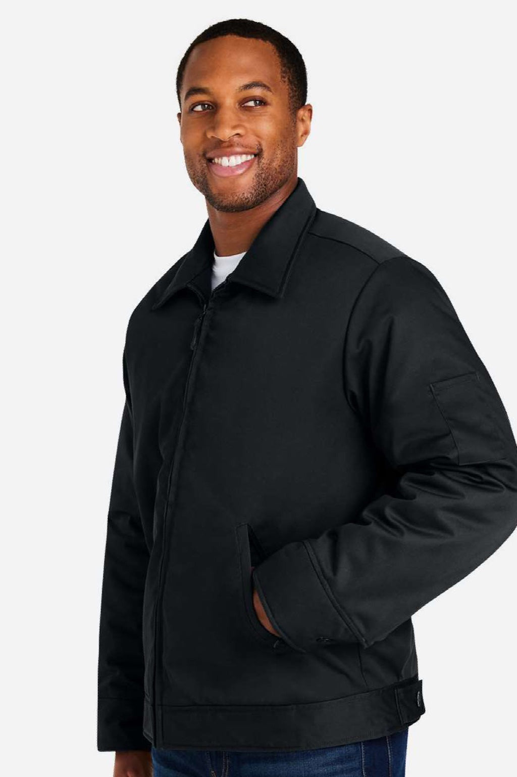Harriton M721/M721T Mens ClimaBloc Station Full Zip Jacket Black Model Side
