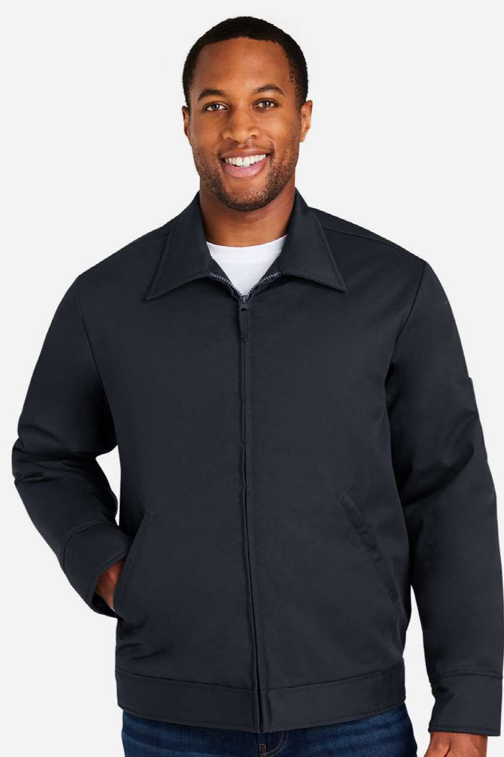 Harriton M721/M721T Mens ClimaBloc Station Full Zip Jacket Dark Charcoal Grey Model Front