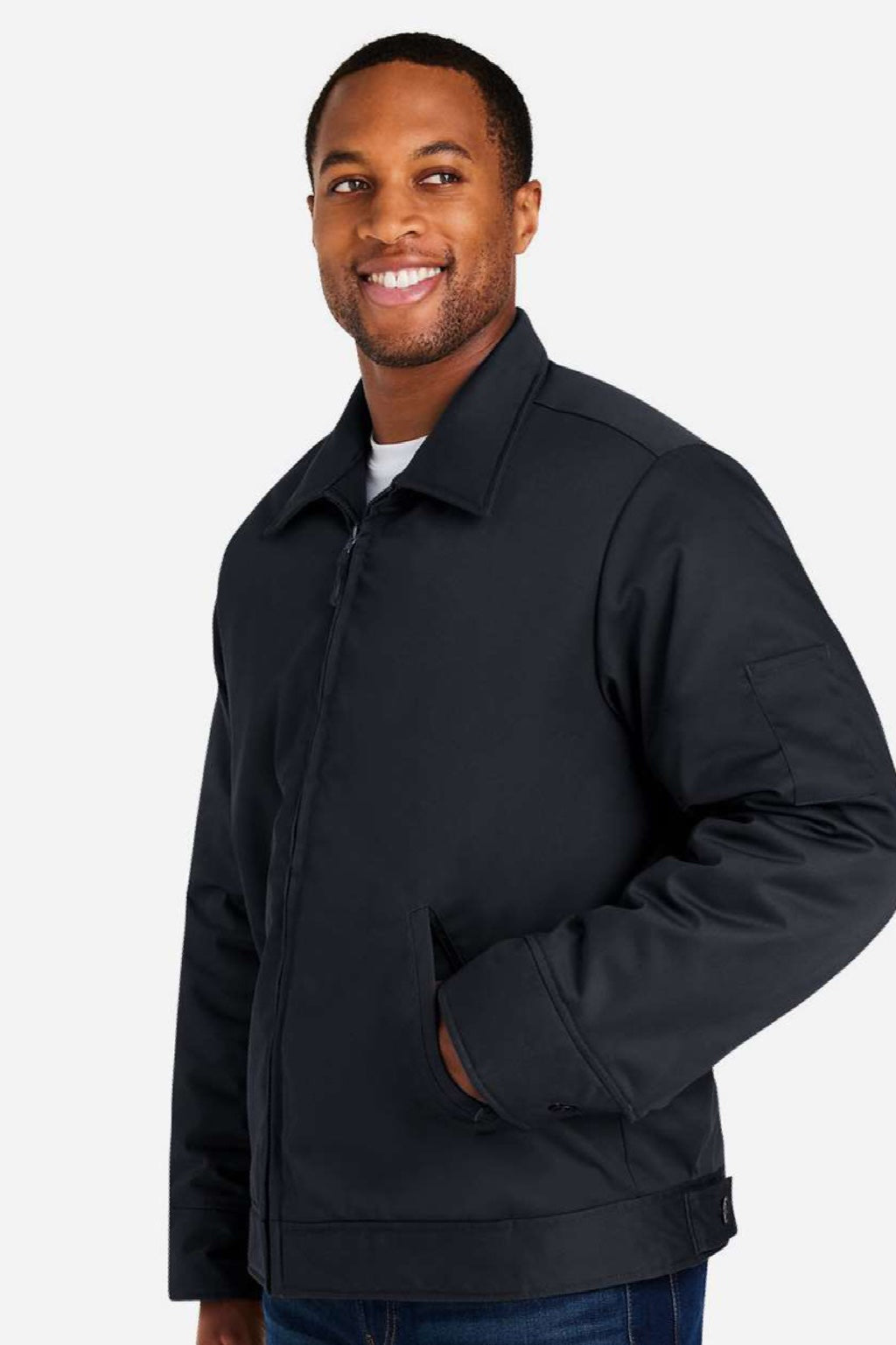 Harriton M721/M721T Mens ClimaBloc Station Full Zip Jacket Dark Charcoal Grey Model Side