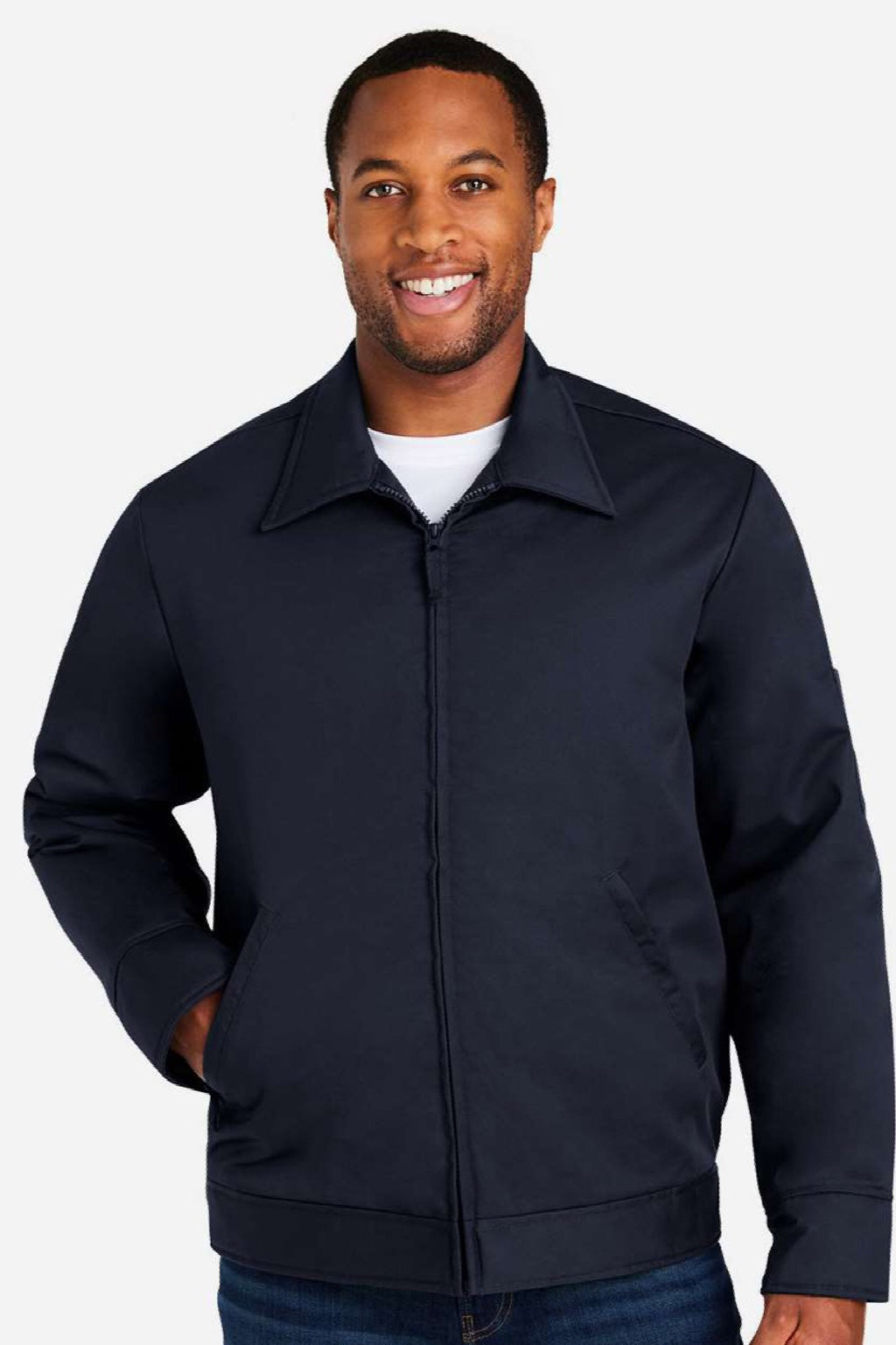 Harriton M721/M721T Mens ClimaBloc Station Full Zip Jacket Dark Navy Blue Model Front