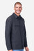 Harriton M72 Mens Flex Twill Long Sleeve Button Down Shirt w/ Pocket Dark Charcoal Grey Model Side