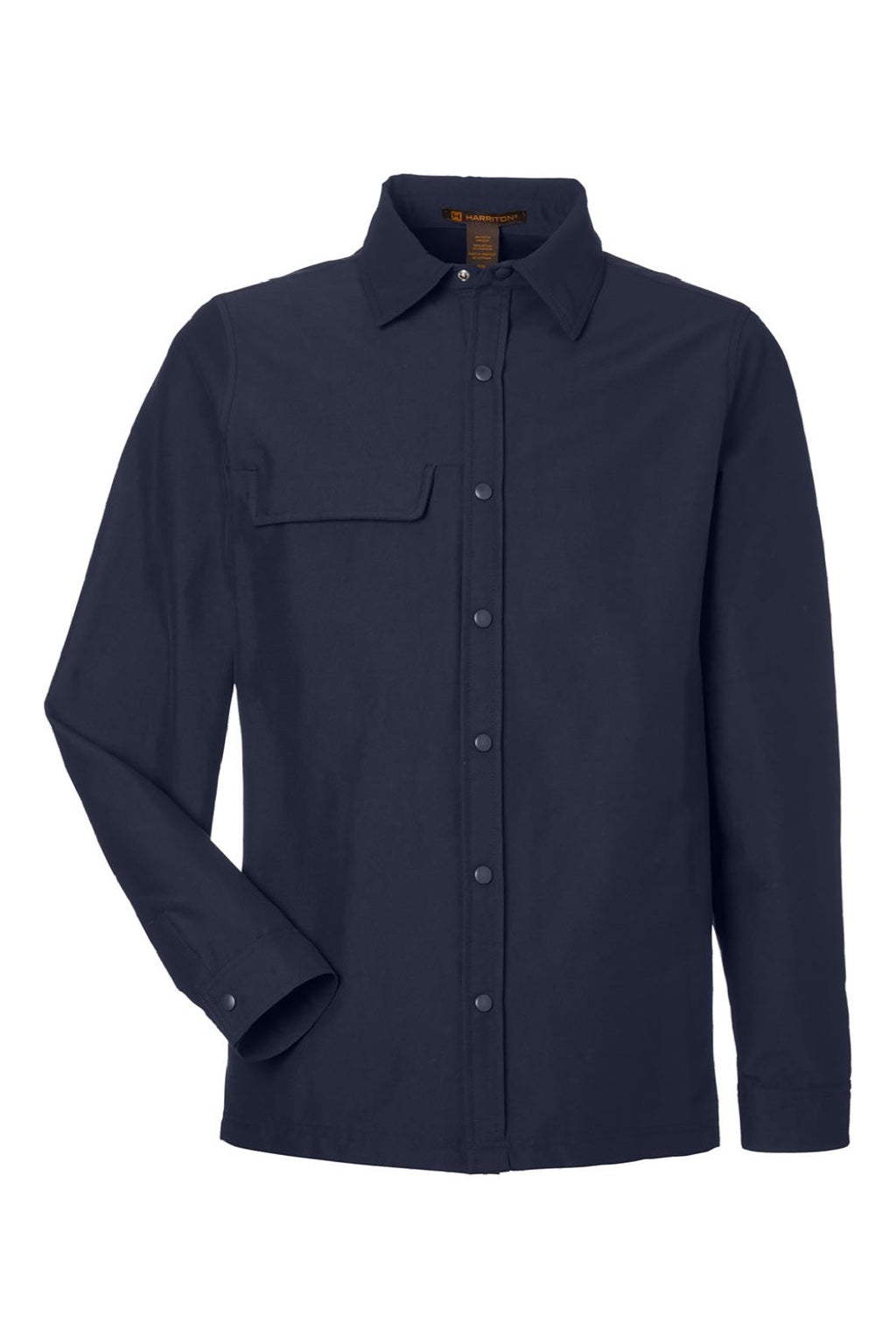 Harriton M72 Mens Flex Twill Long Sleeve Button Down Shirt w/ Pocket Dark Navy Blue Flat Front