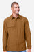 Harriton M72 Mens Flex Twill Long Sleeve Button Down Shirt w/ Pocket Duck Brown Model Front