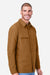 Harriton M72 Mens Flex Twill Long Sleeve Button Down Shirt w/ Pocket Duck Brown Model Side