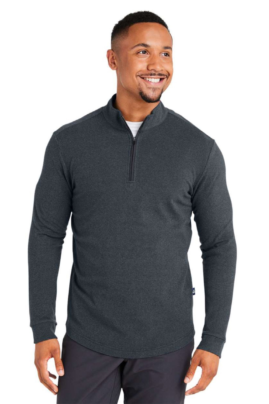 Swannies Golf SWE500 Mens Emery 1/4 Zip Sweatshirt Heather Black Model Front