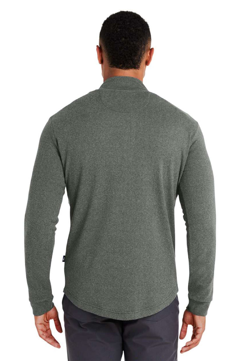 Swannies Golf SWE500 Mens Emery 1/4 Zip Sweatshirt Olive Green/Heather Grey Model Back