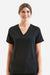 Onna NN310 Womens Invincible Stretch V-Neck Scrub Top w/ Pockets Black Model Front