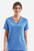 Onna NN310 Unisex Invincible Stretch V-Neck Scrub Top w/ Pockets Ceil Blue Model Front