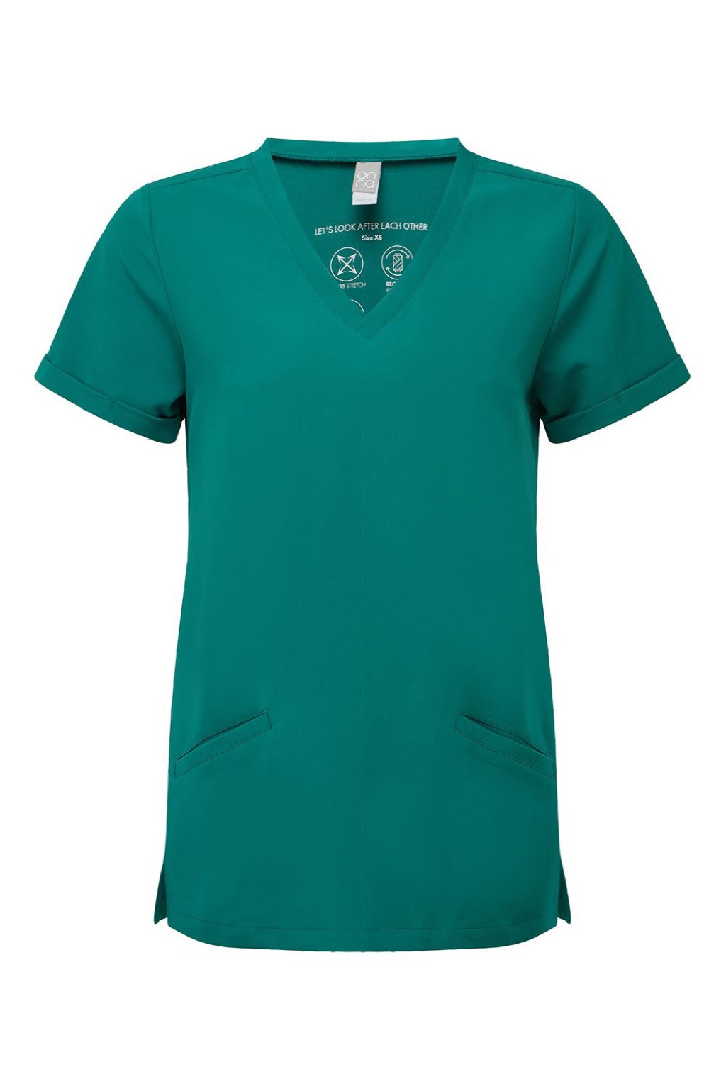 Onna NN310 Unisex Invincible Stretch V-Neck Scrub Top w/ Pockets Clean Green Flat Front
