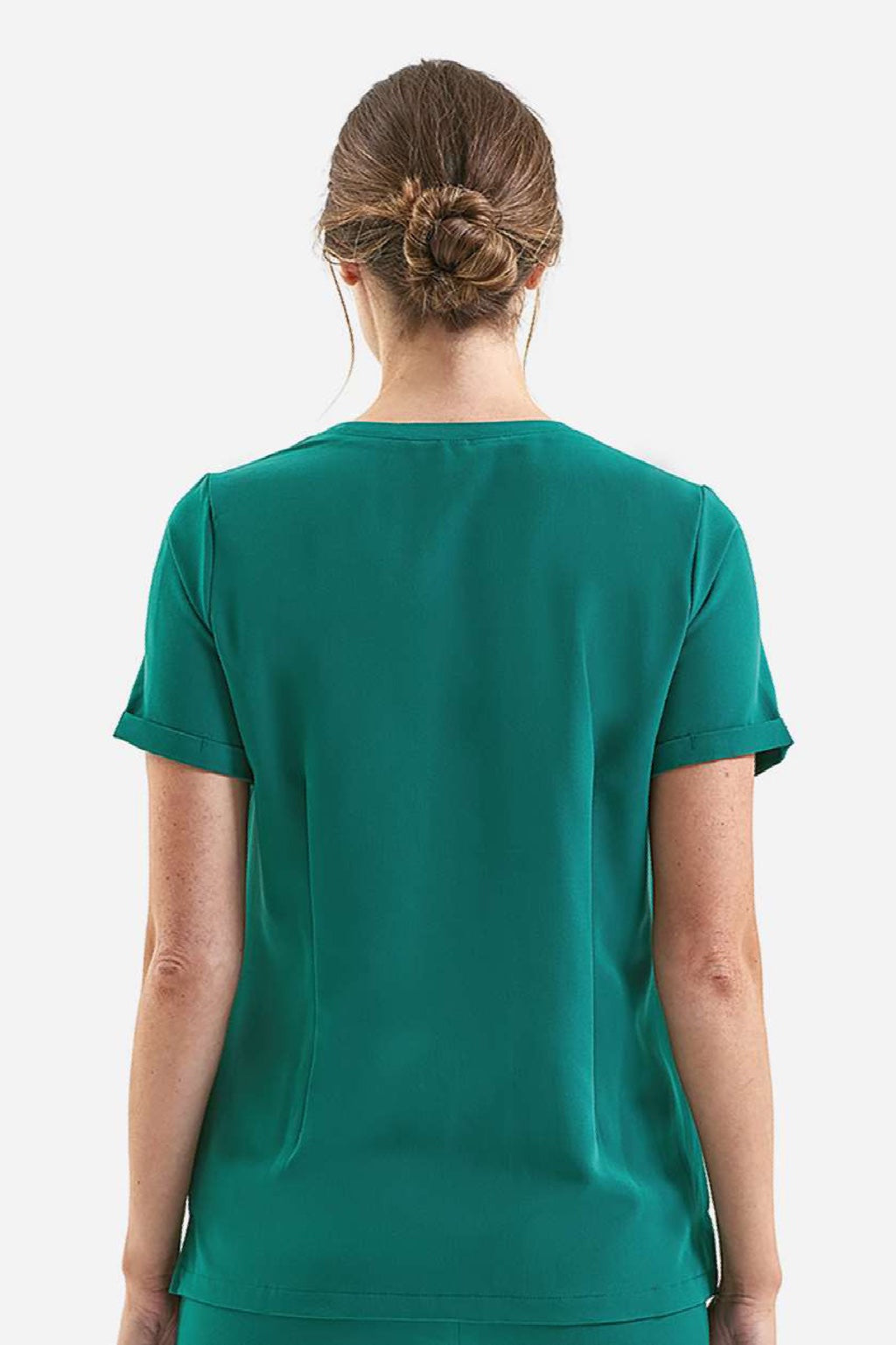 Onna NN310 Unisex Invincible Stretch V-Neck Scrub Top w/ Pockets Clean Green Model Back