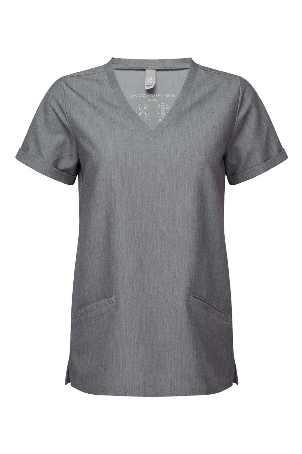 Onna NN310 Unisex Invincible Stretch V-Neck Scrub Top w/ Pockets Dynamo Grey Flat Front