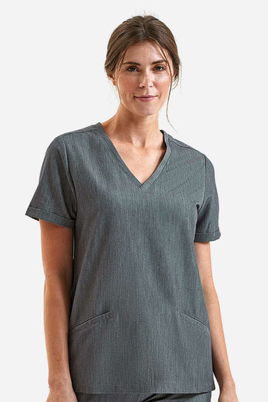 Onna NN310 Unisex Invincible Stretch V-Neck Scrub Top w/ Pockets Dynamo Grey Model Front