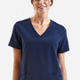 Onna Womens Invincible Stretch V-Neck Scrub Top w/ Pockets - Navy Blue - New