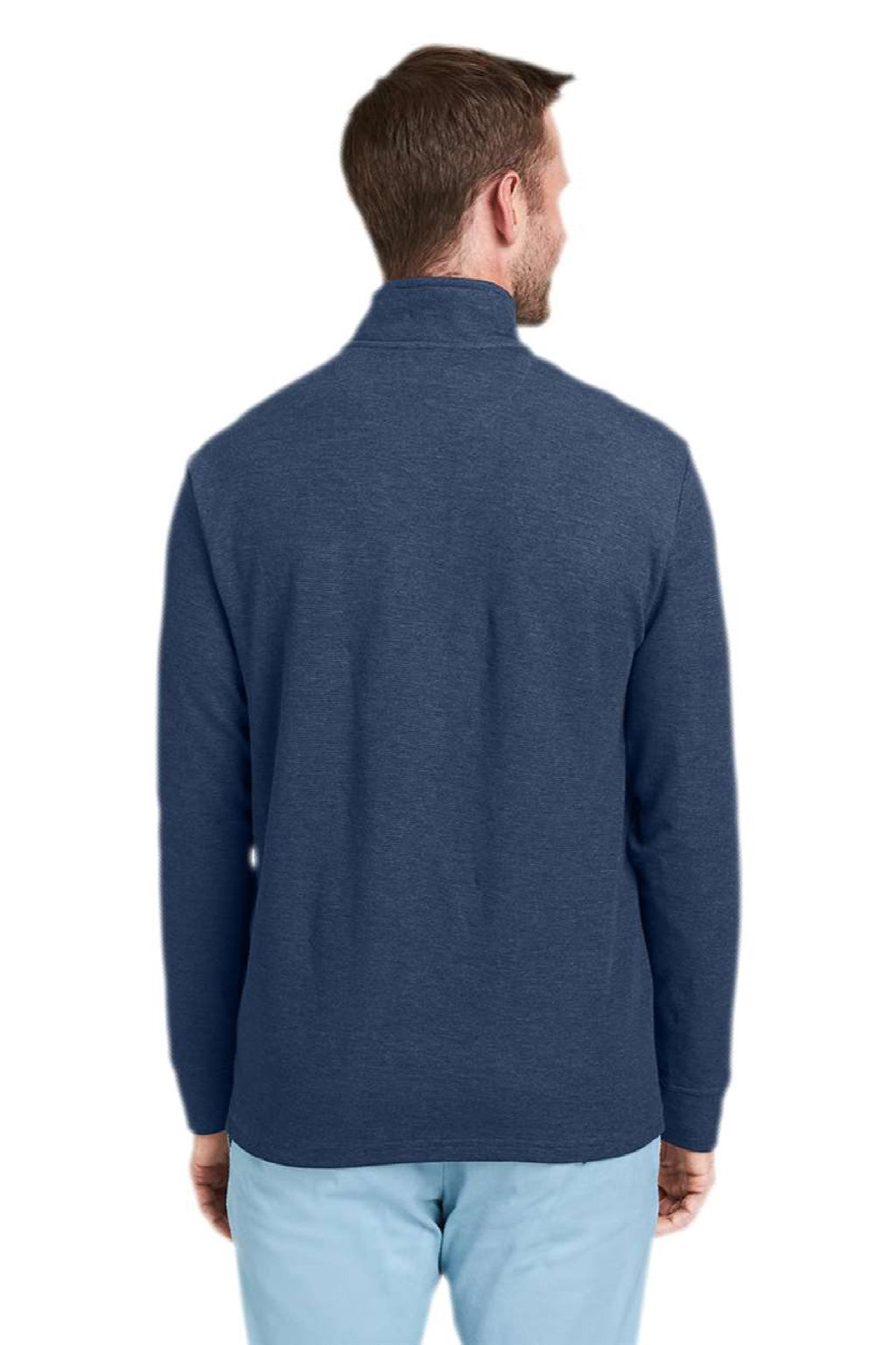 Vineyard Vines K002708 Mens Saltwater 1/4 Zip Sweatshirt Deep Bay Blue Model Back
