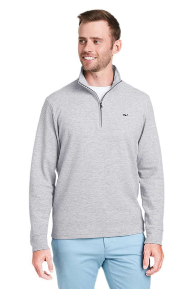 Vineyard Vines K002708 Mens Saltwater 1/4 Zip Sweatshirt Granite Grey Model Front