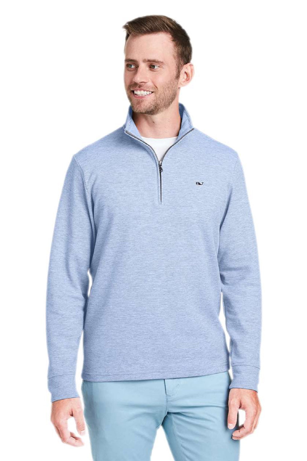 Vineyard Vines K002708 Mens Saltwater 1/4 Zip Sweatshirt Jake Blue Model Front