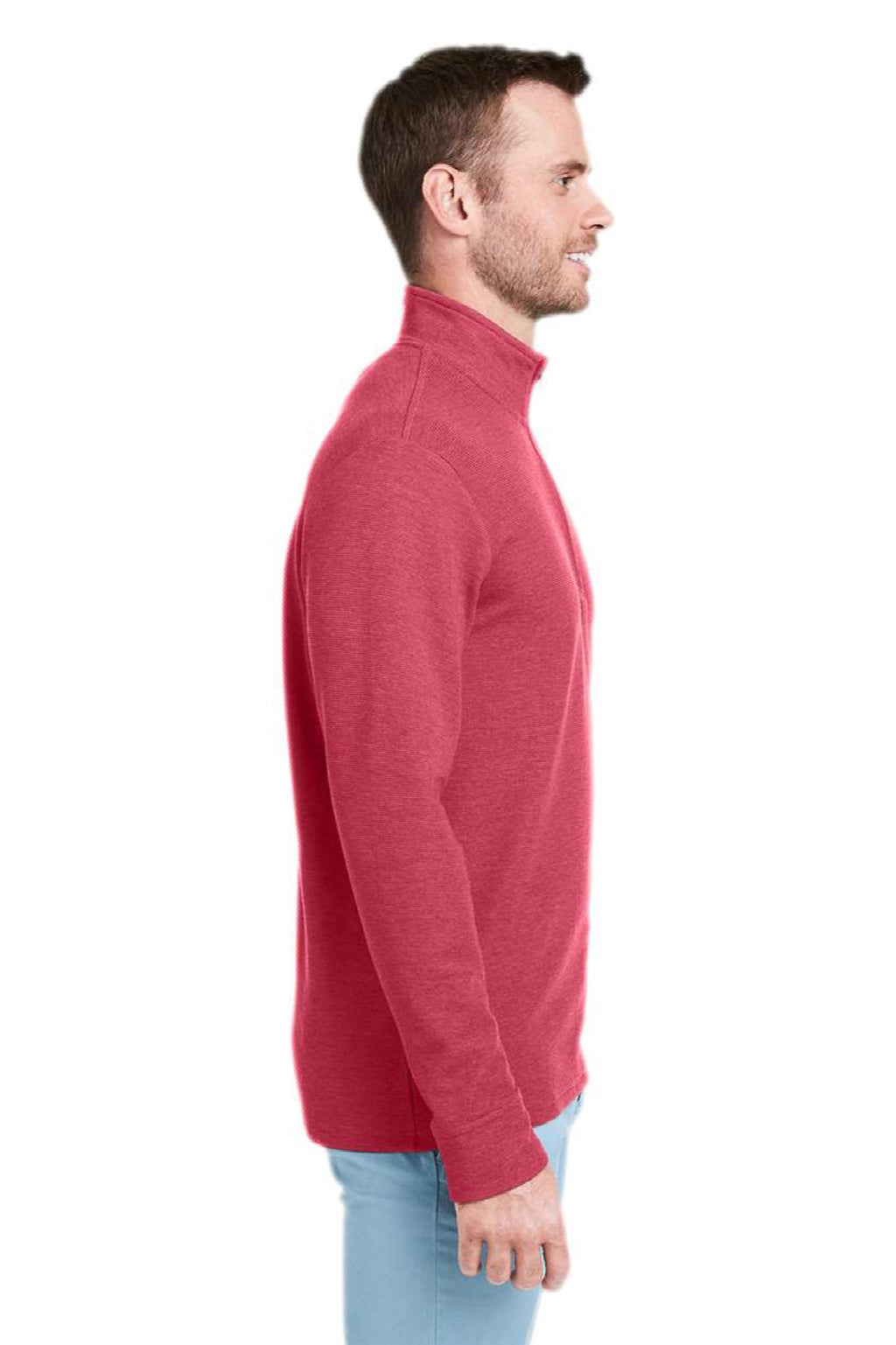 Vineyard Vines K002708 Mens Saltwater Moisture Wicking 1/4 Zip Sweatshirt Lobster Reef Pink Model Side