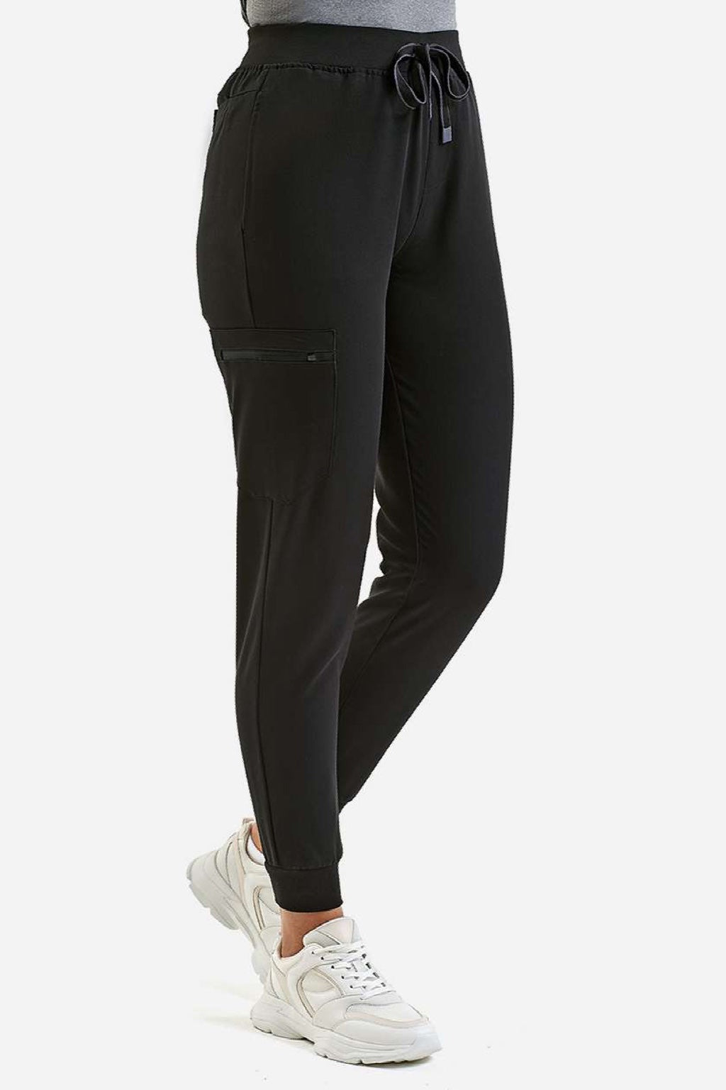 Onna NN610 Unisex Energized Stretch Jogger Scrub Pants w/ Pockets Black Model Side