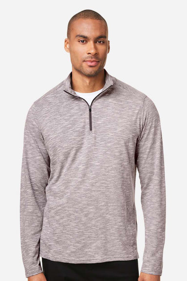 North End NE415 Mens Eclipse Jacquard 1/4 Zip Sweatshirt Heather Burgundy Model Front