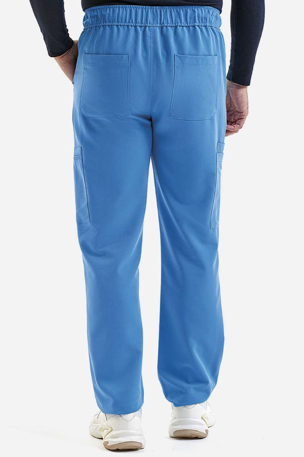 Onna NN500 Mens Relentless Stretch Cargo Scrub Pants w/ Pockets Ceil Blue Model Back