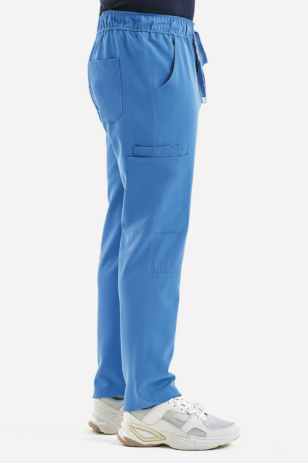 Onna NN500 Mens Relentless Stretch Cargo Scrub Pants w/ Pockets Ceil Blue Model Side