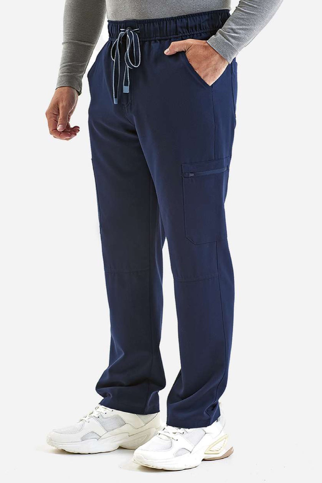 Onna NN500 Unisex Relentless Stretch Cargo Scrub Pants Navy Blue Model Side