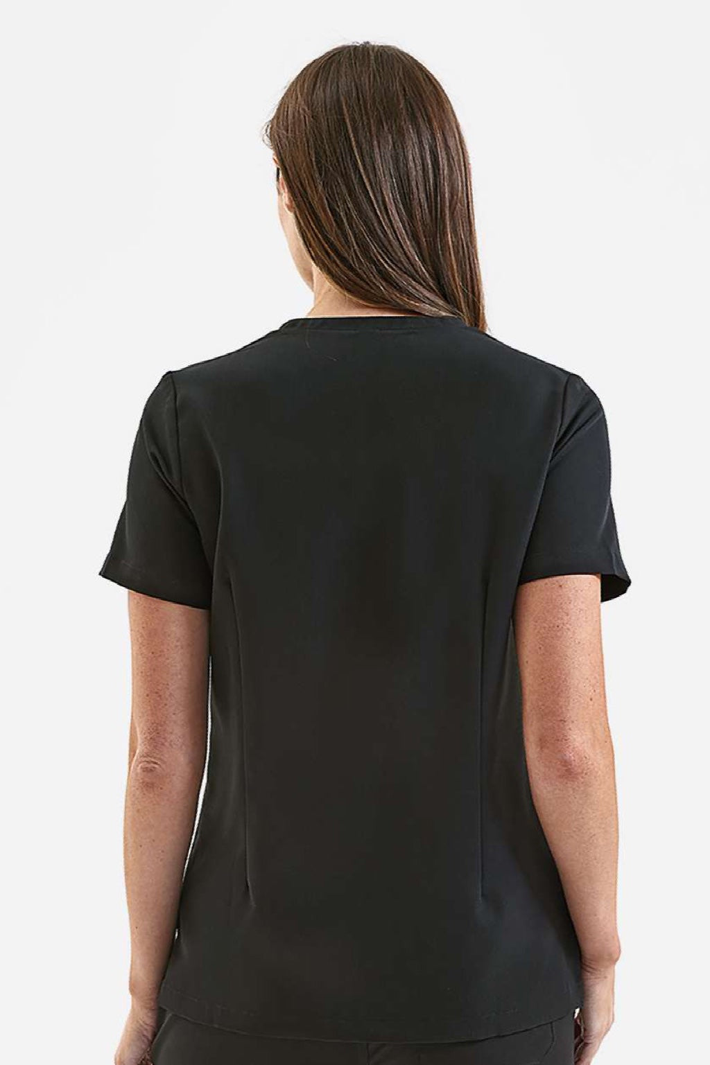 Onna NN300 Unisex Limitless Stretch V-Neck Scrub Top w/ Pocket Black Model Back