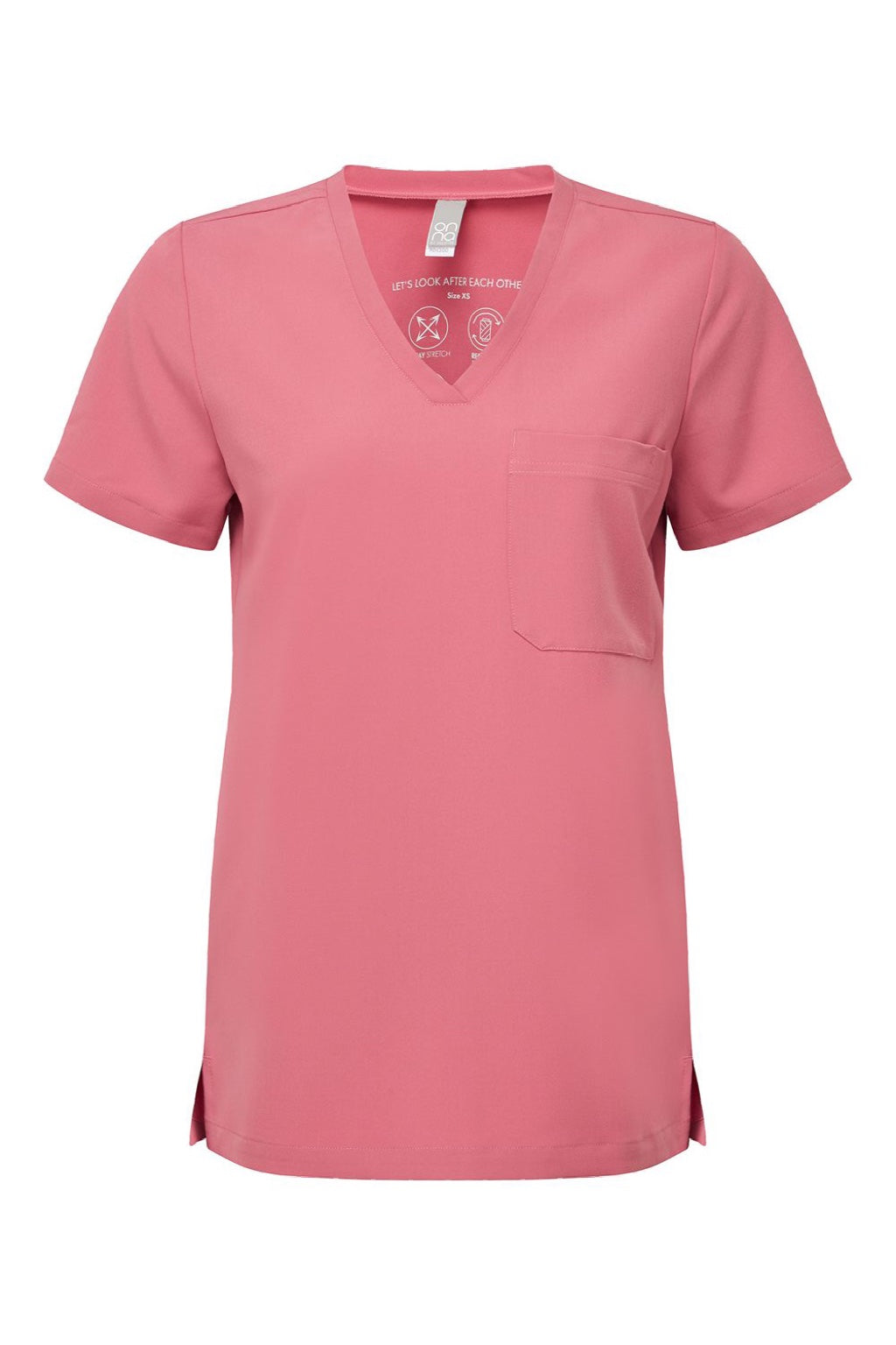 Onna NN300 Unisex Limitless Stretch V-Neck Scrub Top w/ Pocket Calm Pink Flat Front