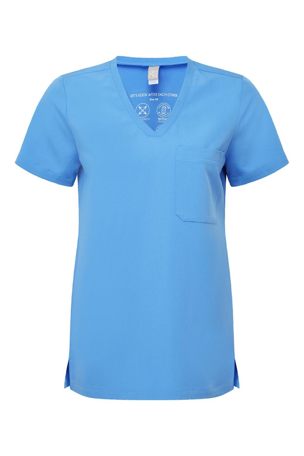 Onna NN300 Unisex Limitless Stretch V-Neck Scrub Top w/ Pocket Ceil Blue Flat Front