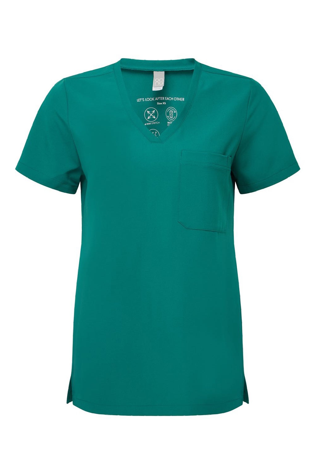 Onna NN300 Unisex Limitless Stretch V-Neck Scrub Top w/ Pocket Clean Green Flat Front