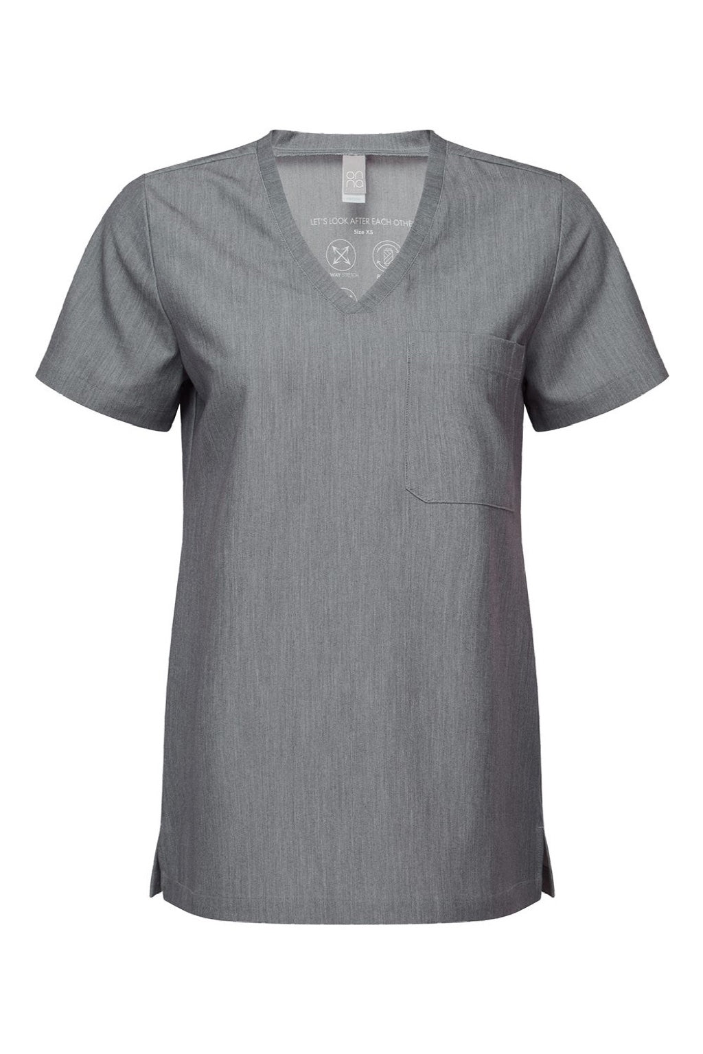Onna NN300 Unisex Limitless Stretch V-Neck Scrub Top w/ Pocket Dynamo Grey Flat Front