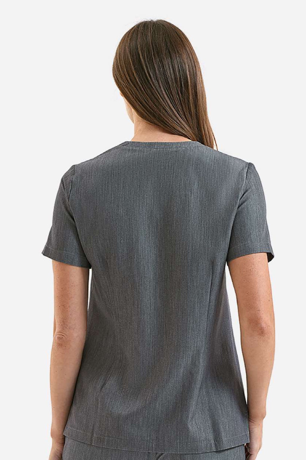 Onna NN300 Unisex Limitless Stretch V-Neck Scrub Top w/ Pocket Dynamo Grey Model Back