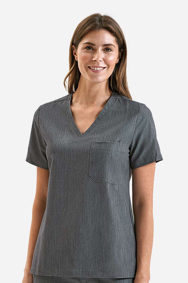 Onna NN300 Unisex Limitless Stretch V-Neck Scrub Top w/ Pocket Dynamo Grey Model Front