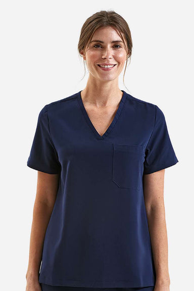 Onna NN300 Unisex Limitless Stretch V-Neck Scrub Top w/ Pocket Navy Blue Model Front