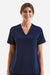 Onna NN300 Unisex Limitless Stretch V-Neck Scrub Top w/ Pocket Navy Blue Model Front